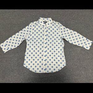Chaps White Shirt with Blue Polka Dots